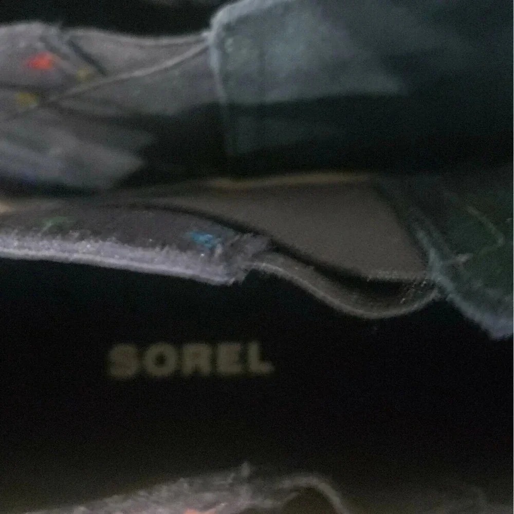 Sorel Booties Girls Size 5 Emelie Chelsea Black Suede Rainbow Stars New